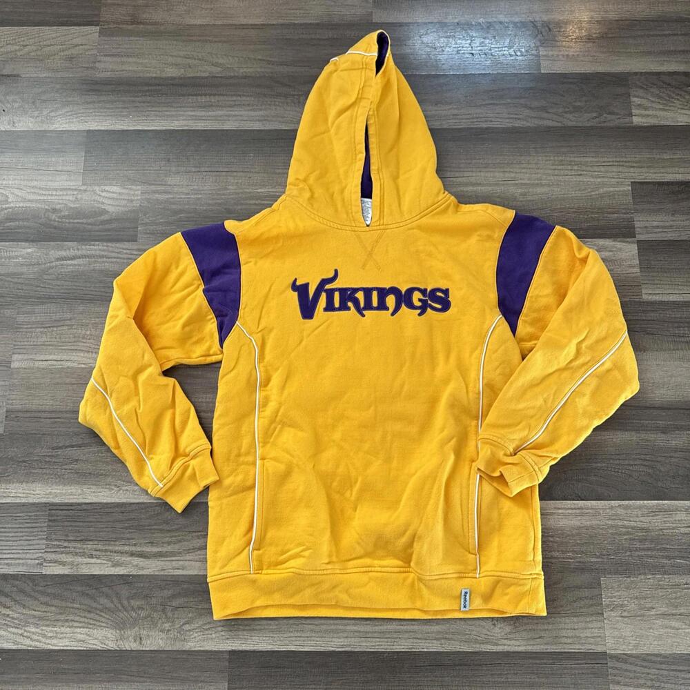 Minnesota Vikings Kids Pull Over‎ Hoodie Sweatshirt Sz Large 14/16 Reebok NFL